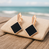 Keto | Kvadratiniai juodi deimantiniai auskarai