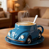 BLUEMUG | Mėlyna puodelis su automobilių raštu