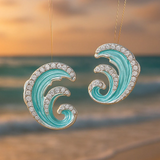 Okeanija | Elegantiški mėlyni bangų auskarai